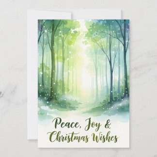 Snowy Watercolor Forest Christmas Card Julkort