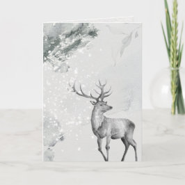 Snowy Watercolor fredliga Hjort Kort