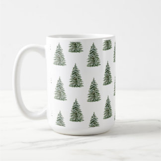 Snowy Watercolor Julgran Mönster Kaffemugg