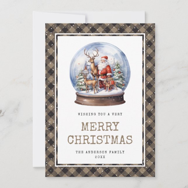 Snowy Watercolor Santa Plade God jul Card Julkort (Framsida)