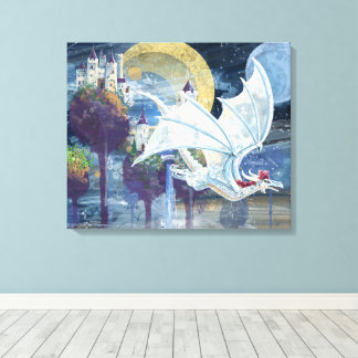 Snowy White Dragon Guardian Art Canvastryck