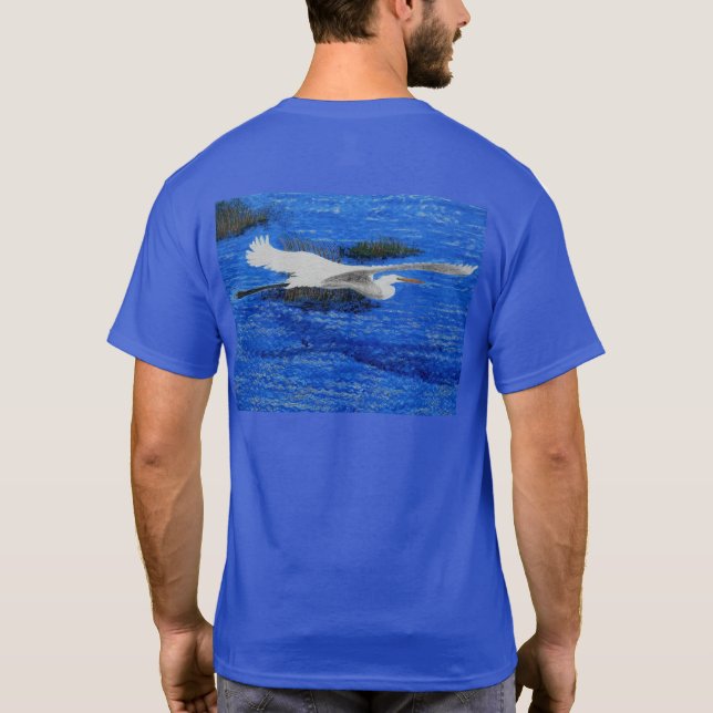 Snowy white egret t shirt (Baksida)