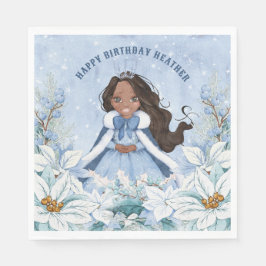 Snowy Winter African American Princess Birthday Pappersservett