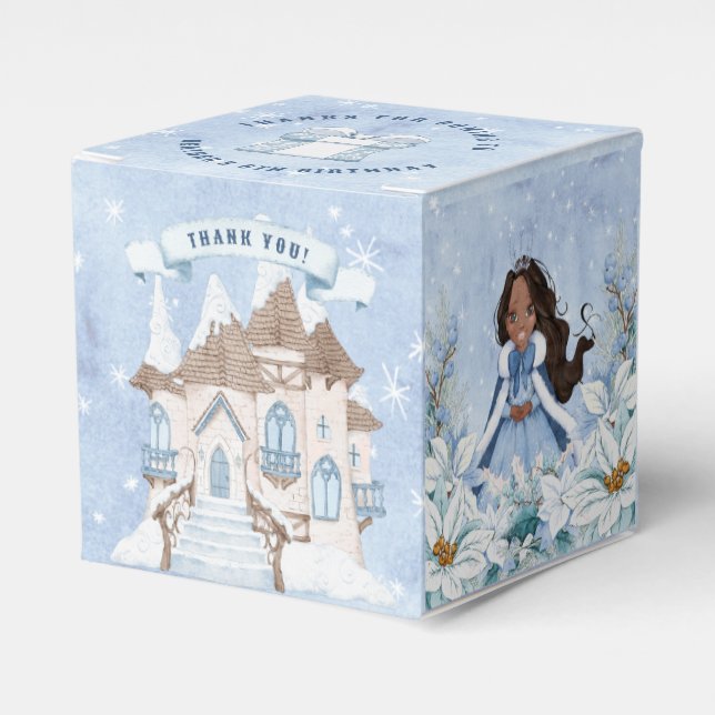 Snowy Winter African American Princess Birthday Presentaskar (Framsidan Sidan)