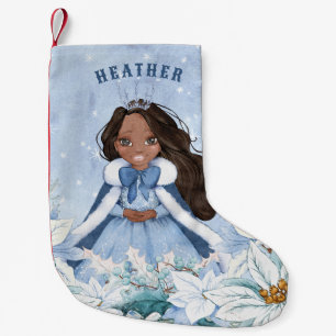 Snowy Winter African American Princess Liten Julstrumpa