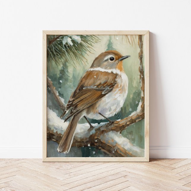 Snowy Winter Bird Modern Art Poster (Skapare uppladdad)