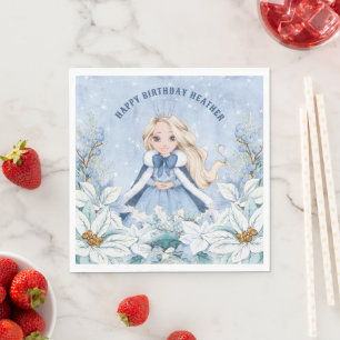 Snowy Winter Blonde Princess Birthday Pappersservett
