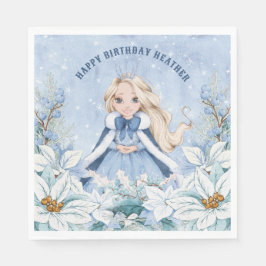 Snowy Winter Blonde Princess Birthday Pappersservett