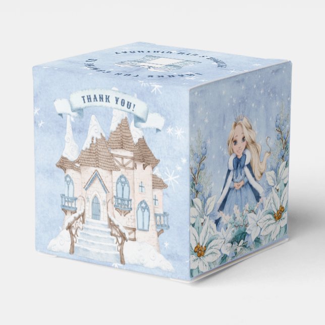 Snowy Winter Blonde Princess Birthday Presentaskar (Baksidan Sidan)
