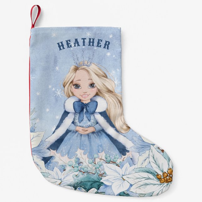 Snowy Winter Blonde Princess Liten Julstrumpa (Framsidan)