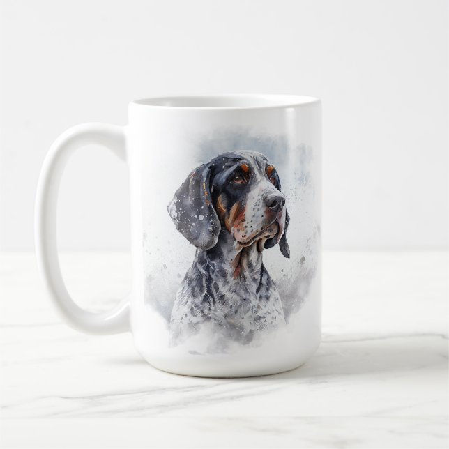 SNOWY WINTER BLUE TICK COONHOUND HUND ANSIKTE KAFFEMUGG (Vänster)