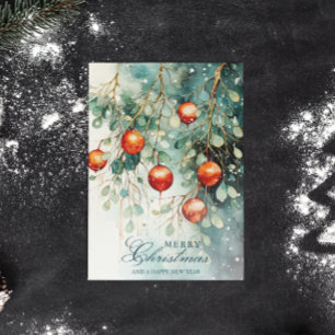Snowy Winter Botanias & Ornaments jul Helg Vykort