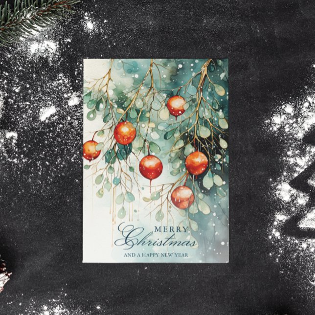 Snowy Winter Botanias & Ornaments jul Helg Vykort (Skapare uppladdad)
