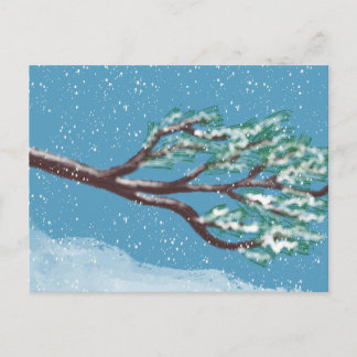 Snowy Winter Branches Hand-Drawn Vykort