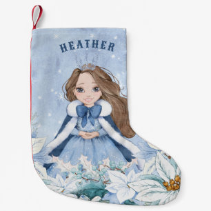 Snowy Winter Brunette Princess Liten Julstrumpa