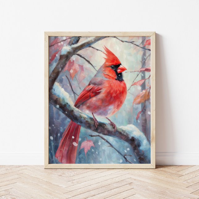 Snowy Winter Cardinal Modern Art Poster (Skapare uppladdad)