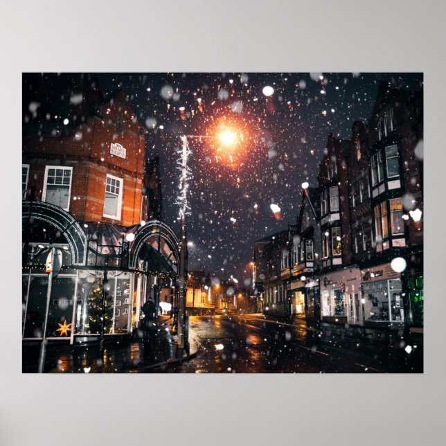 Snowy Winter Cityscape JPG Cityscape Residence per Poster (Framsidan)