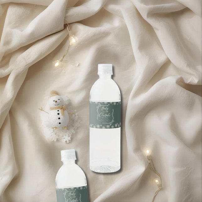 Snowy Winter Coquette Grönt, det är Kall Vattenflaskor Etikett (Snowy Winter Coquette Green it's Cold Water Bottle Label)