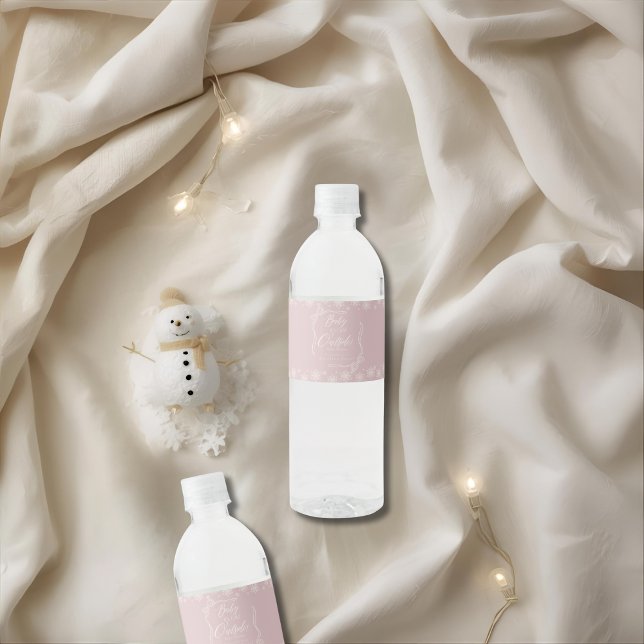 Snowy Winter Coquette rosa det är Kall Vattenflaskor Etikett (Snowy Winter Coquette pink it's Cold Water Bottle Label)