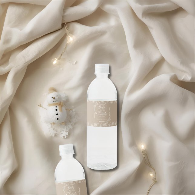 Snowy Winter Coquette Taupe, det är Kall Vattenflaskor Etikett (Snowy Winter Coquette Taupe it's Cold Water Bottle Label)