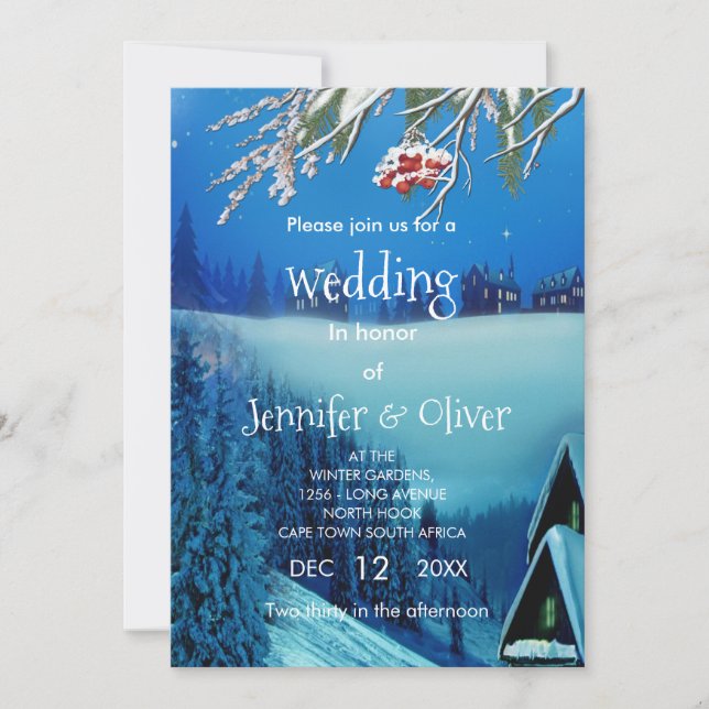 Snowy Winter Fantasy Inbjudningar (Framsida)