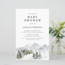 Snowy Winter Forest Baby Shower-inbjudan
