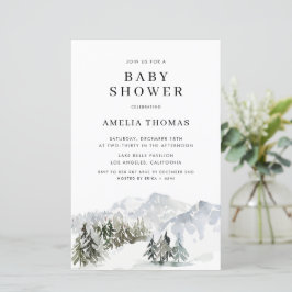 Snowy Winter Forest Baby Shower-inbjudan