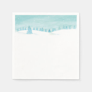 Snowy Winter Forest Ligcape with Spruce Träd Pappersservett