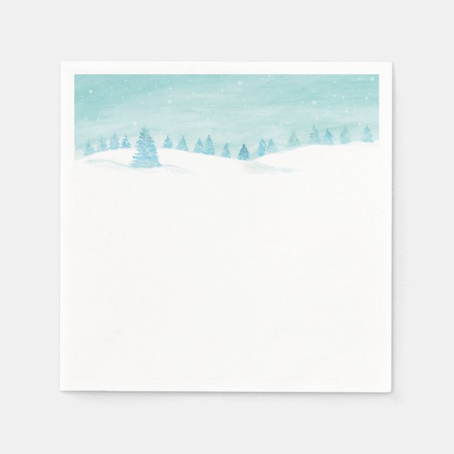 Snowy Winter Forest Ligcape with Spruce Träd Pappersservett (Framsidan)