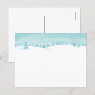 Snowy Winter Forest Ligcape with Spruce Träd Vykort