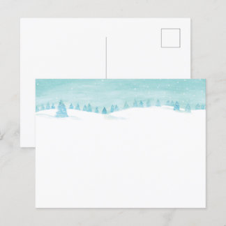 Snowy Winter Forest Ligcape with Spruce Träd Vykort