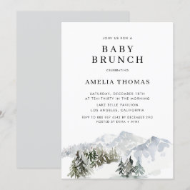 Snowy Winter Forest Woodland Baby Shower Inbjudningar