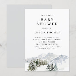 Snowy Winter Forest Woodland Baby Shower Inbjudningar
