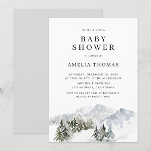Snowy Winter Forest Woodland Baby Shower Inbjudningar