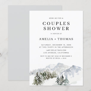 Snowy Winter Forest Woodland Par Shower Inbjudningar