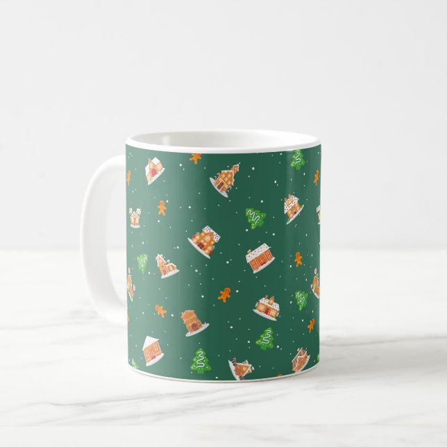 Snowy Winter Gingerbröd House Cookies Kaffemugg (Framsida vänster)
