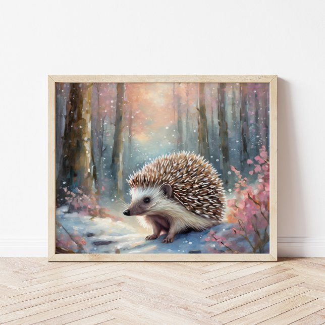 Snowy Winter Hedgehog Modern Art Poster (Skapare uppladdad)