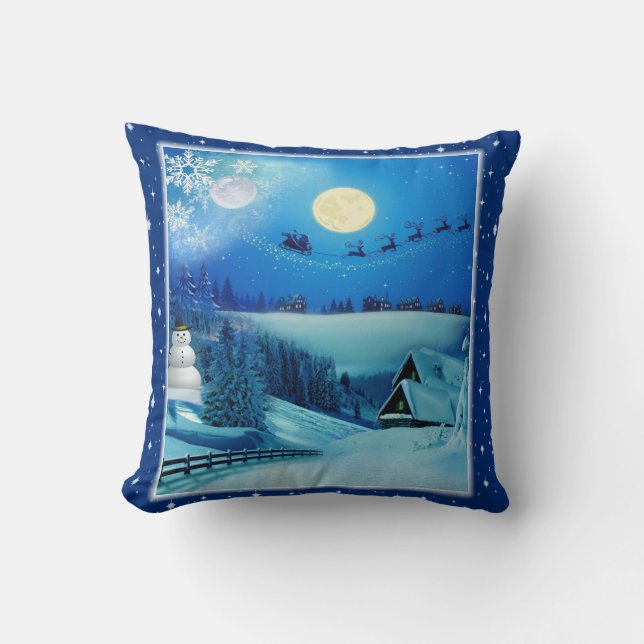Snowy Winter Helgdag Fantasy Kudde (Framsida)