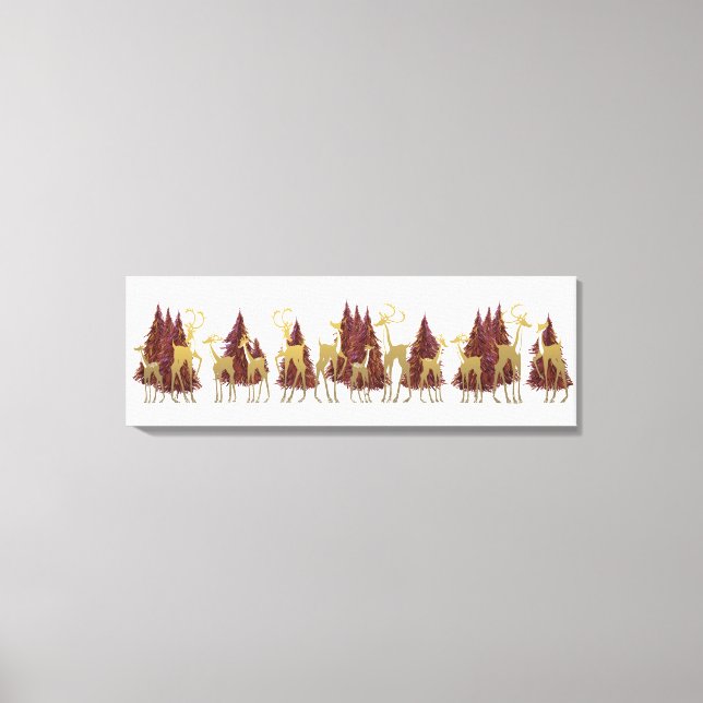 Snowy Winter Hjort in Wooded Forest Canvastryck (Framsida)