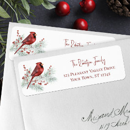 Snowy Winter Kardinal-Returadressen Jul Returadress Etikett