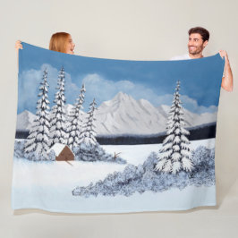 Snowy Winter Large Fleece Blanket