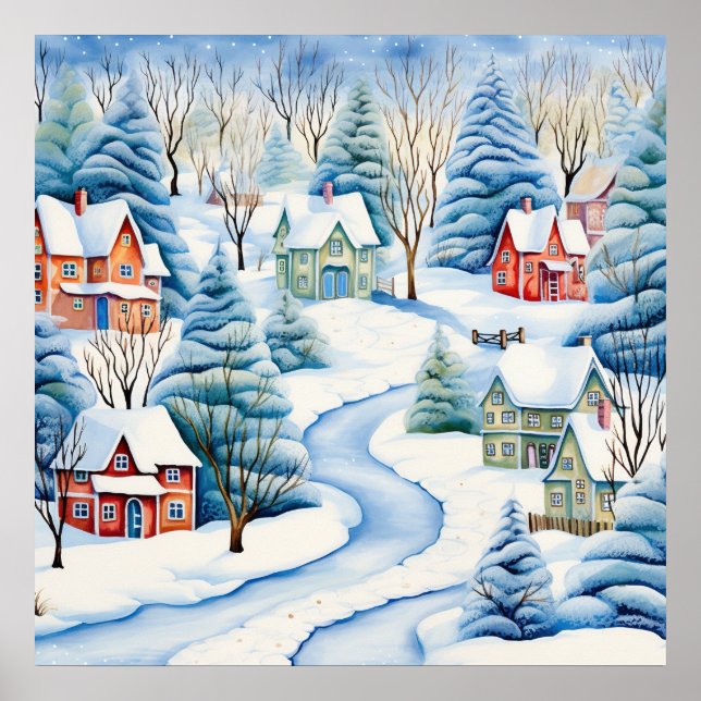Snowy Winter Ligcape Art Poster (Framsidan)