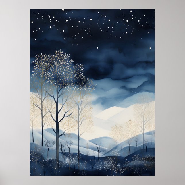 Snowy Winter Ligcape Art Poster (Framsidan)