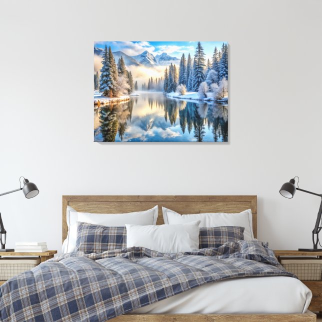 Snowy Winter Ligcape Canvas Art (Insitu (sovrum))
