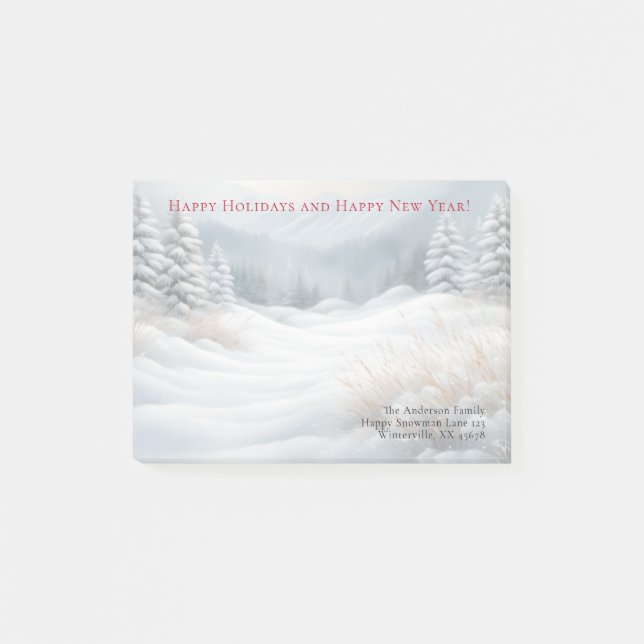 Snowy Winter Ligcape Helgdag vykort Post-it Block (Framsida)