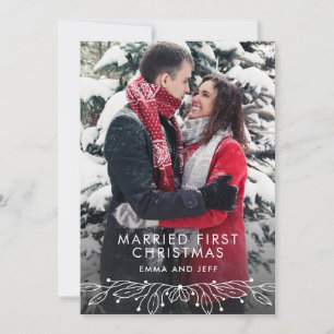 Snowy Winter Married First jul Helgdag Photo Julkort