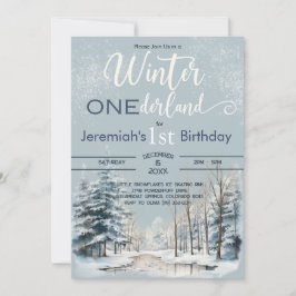 Snowy Winter ONEderland 1st Birthday Boy Inbjudningar