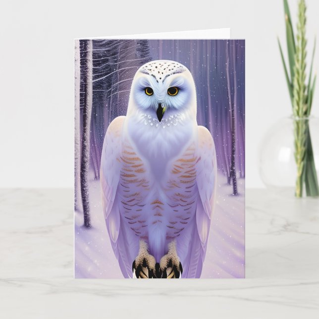 Snowy Winter Owl christmas card Helgkort (Framsida)