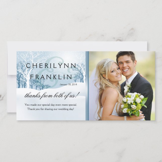 Snowy Winter Photo Tack ice blue Kort (Framsida)