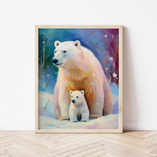 Snowy Winter Polar Bears Modern Art Poster (Skapare uppladdad)